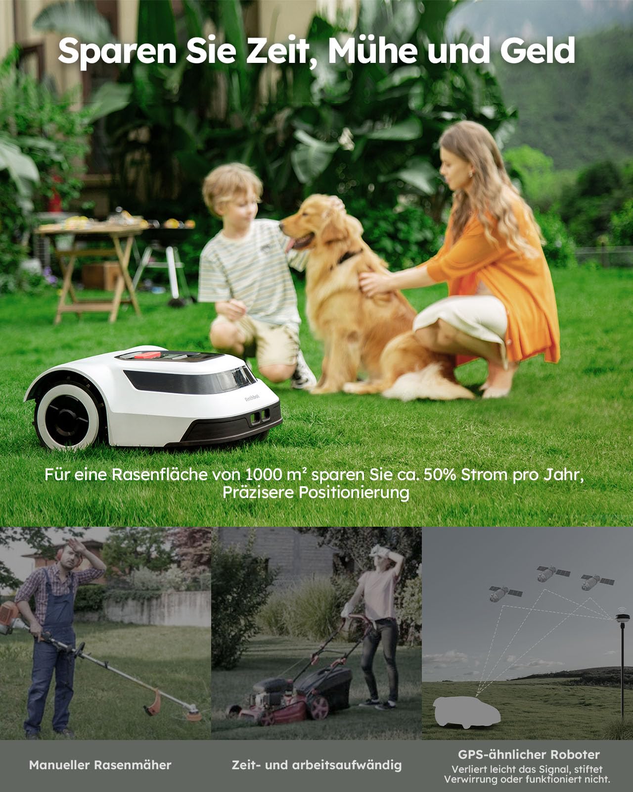 ANTHBOT Pion Mähroboter für 900 m² – 300% höhere Effizienz Mäher Rasenmäher Roboter mit stabilem Begrenzungskabel, Auto-Mapping & Laden, C-TOF Technologie, Gitterförmiger Mähpfad, IPX6 wasserdicht